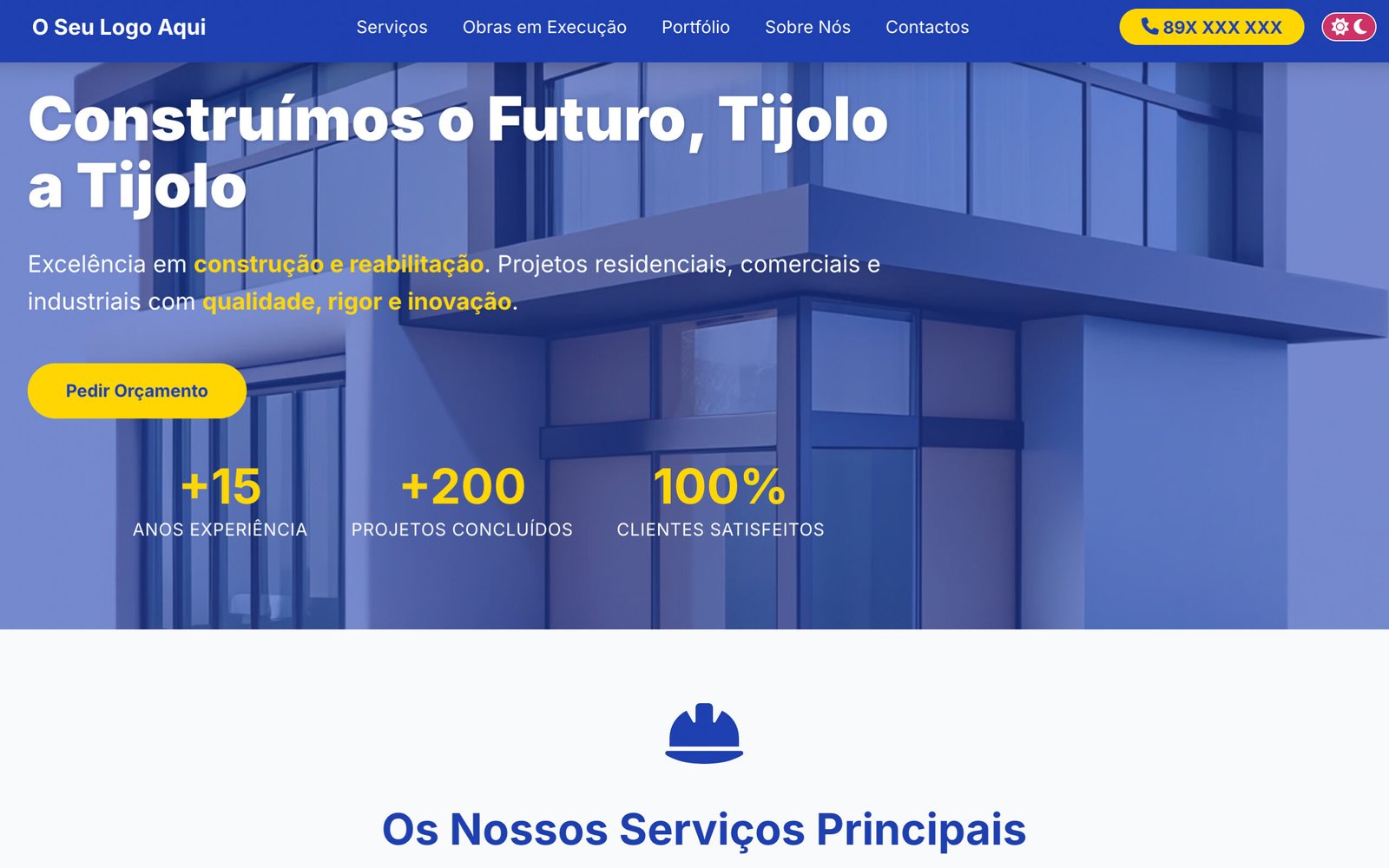 Template de Website para Empresas de Construção