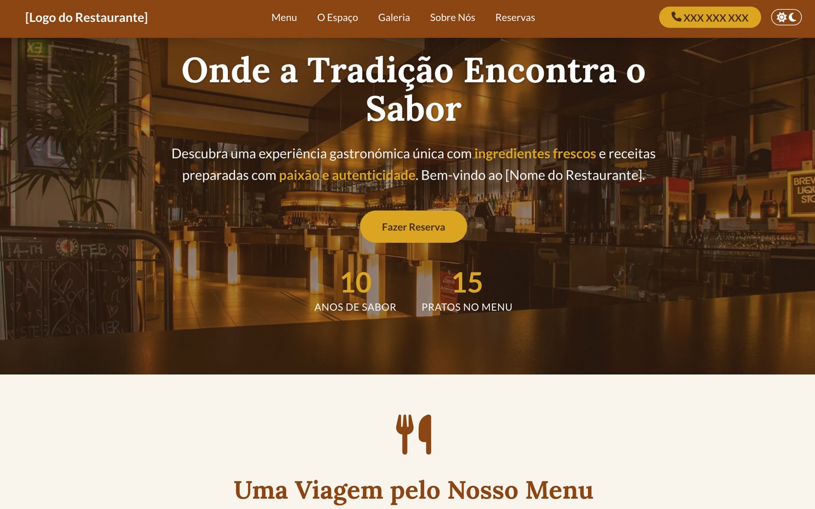 Template de Website para Restaurante